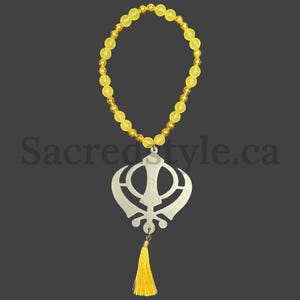Khanda with beads, Car Hanging, Car Decor, Sikh gift Items