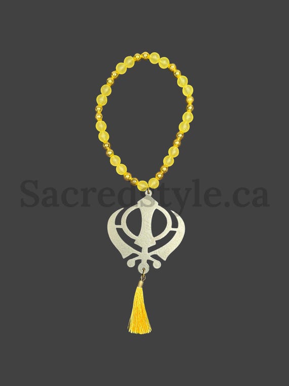 Khanda with beads, Car Hanging, Car Decor, Sikh gift Items