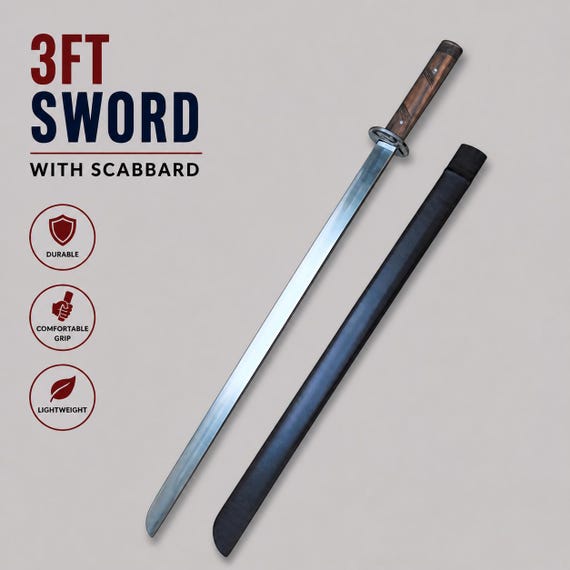 Handmade 3ft Sarbloh Kirpan Sahib | Premium Sikh Wearable Shastar | Full Size Khalsa Sword with Gatra | Traditional Handmade Kirpan