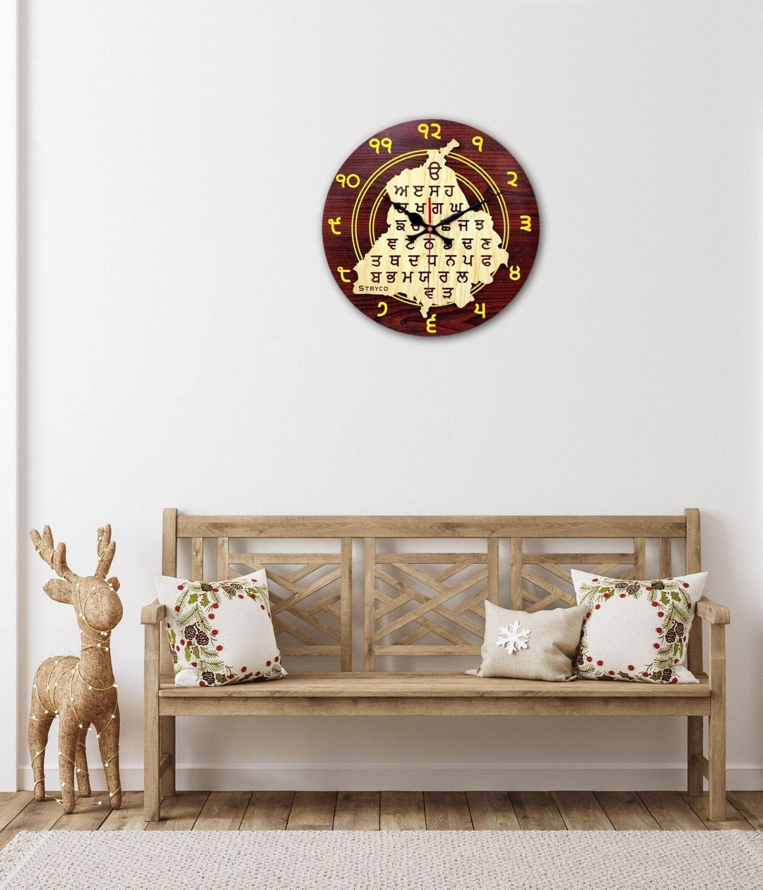Punjab Map Wall Clock With Punjabi Alphabet Wood Clock Etsy