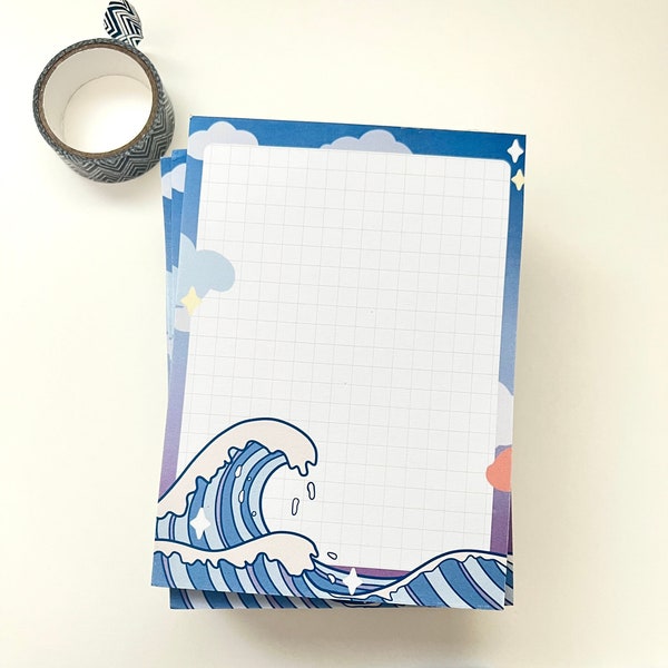 Dream Waves Notepad | To-Do List Notepad | 50 Sheets | Line-Grid Notepad | 4 x 5.5 Inches