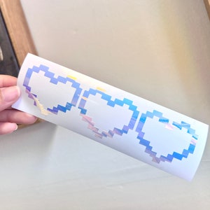 Holographic Pixel Hearts; Permanent Vinyl Decals, Car Decals, Laptop Decals