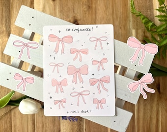 So Coquette! Sticker Sheet | Cute Stickers | Pink Bows | Kawaii Sticker Sheet | Bujo Stickers | Planner Stickers | Journaling