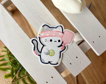 Pickleball Kitty Sticker | Weatherproof Glossy Die-Cut Sticker | Waterbottle Stickers | Laptop Stickers | Kitty Sticker