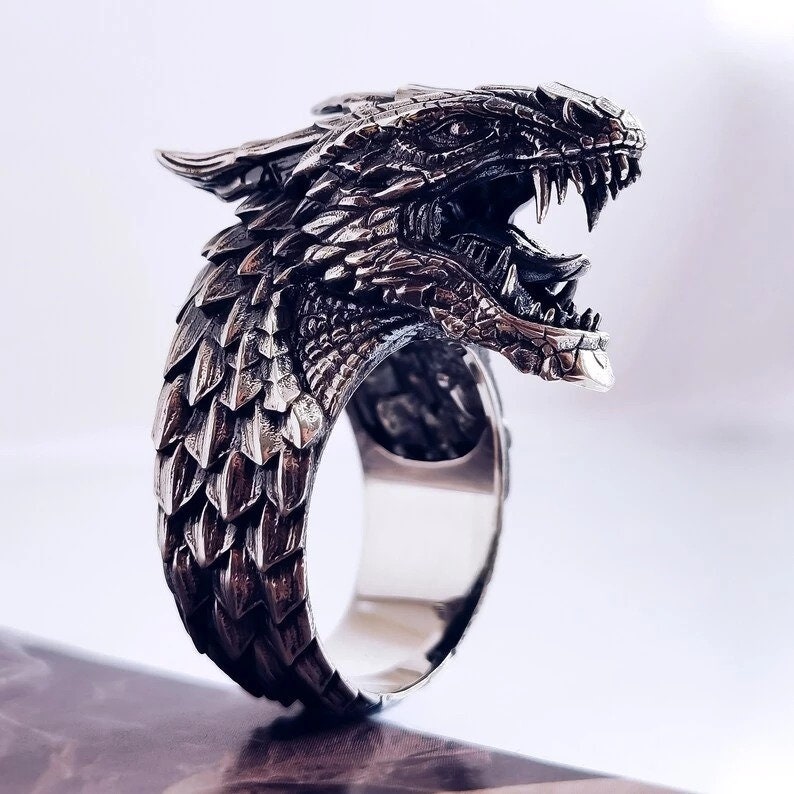 Dragon Head Ring Etsy