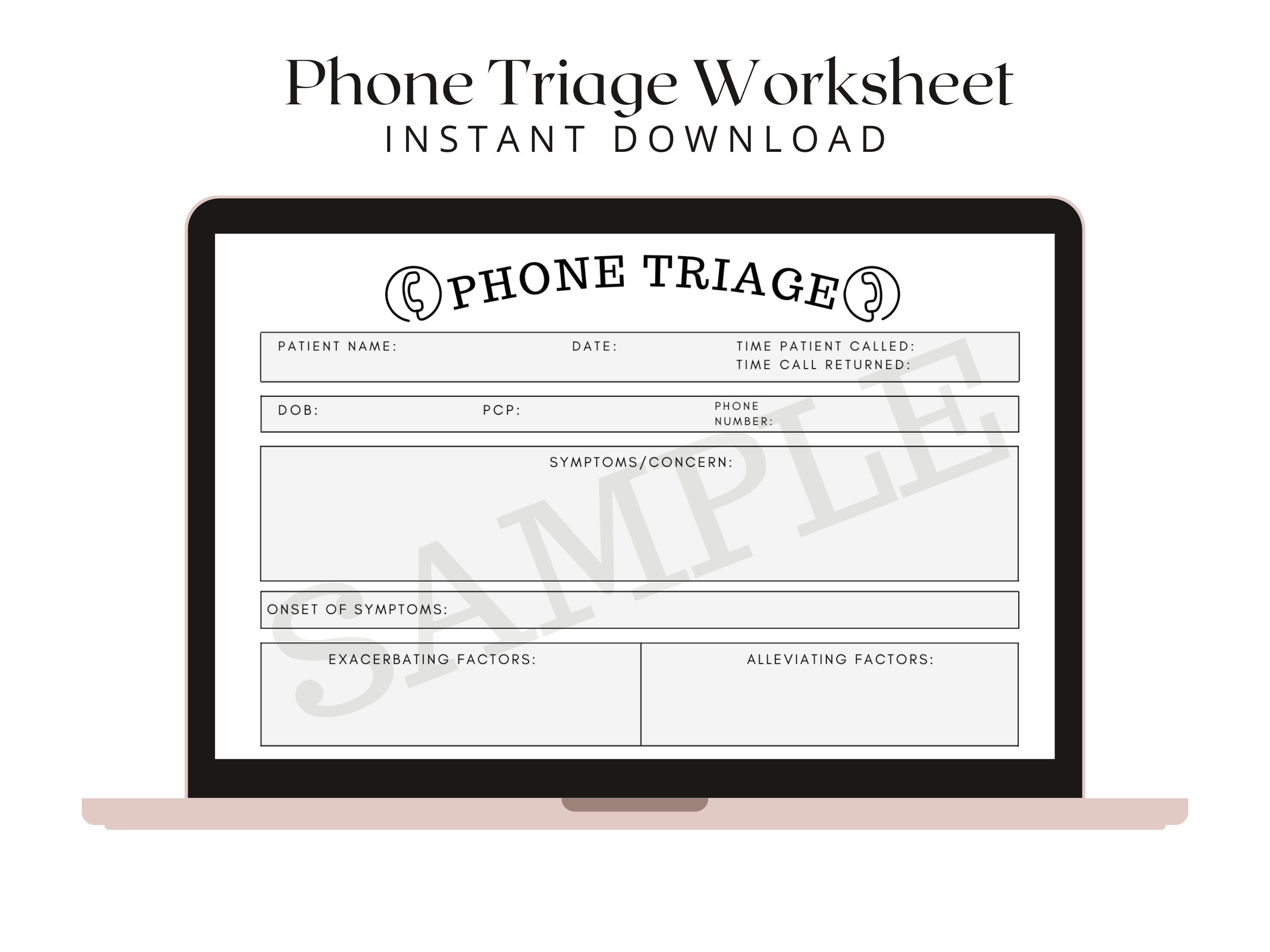 Telephone Triage Nurse Worksheet Fillable PDF Clinic Nurse Etsy