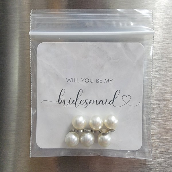Will You Be My Bridesmaid Gift | Ivory Pearl Magnets | Bridesmaid Proposal Card | Elegant Bridesmaid Gift | Cute Small Magnets