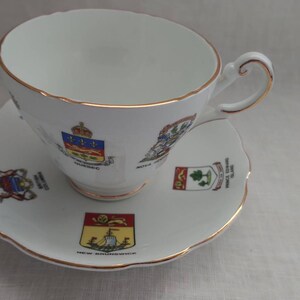 Vintage Royal Darwood, Bone China tea Cup and Saucer, made in England, Canadian Provences