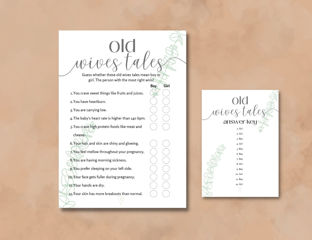 Old Wives Tales Baby Shower Game Nature Baby Shower, Minimalist Baby