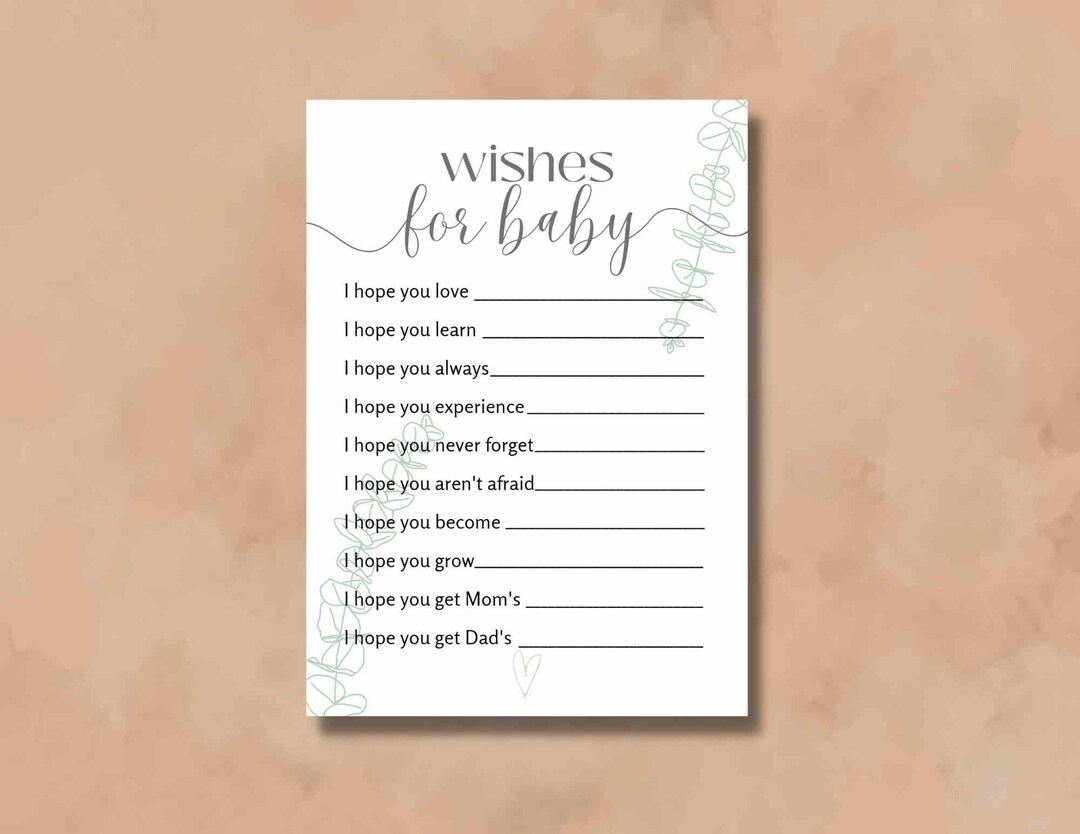 Wishes for Baby Shower Activity Nature Baby Shower, Minimalist Baby