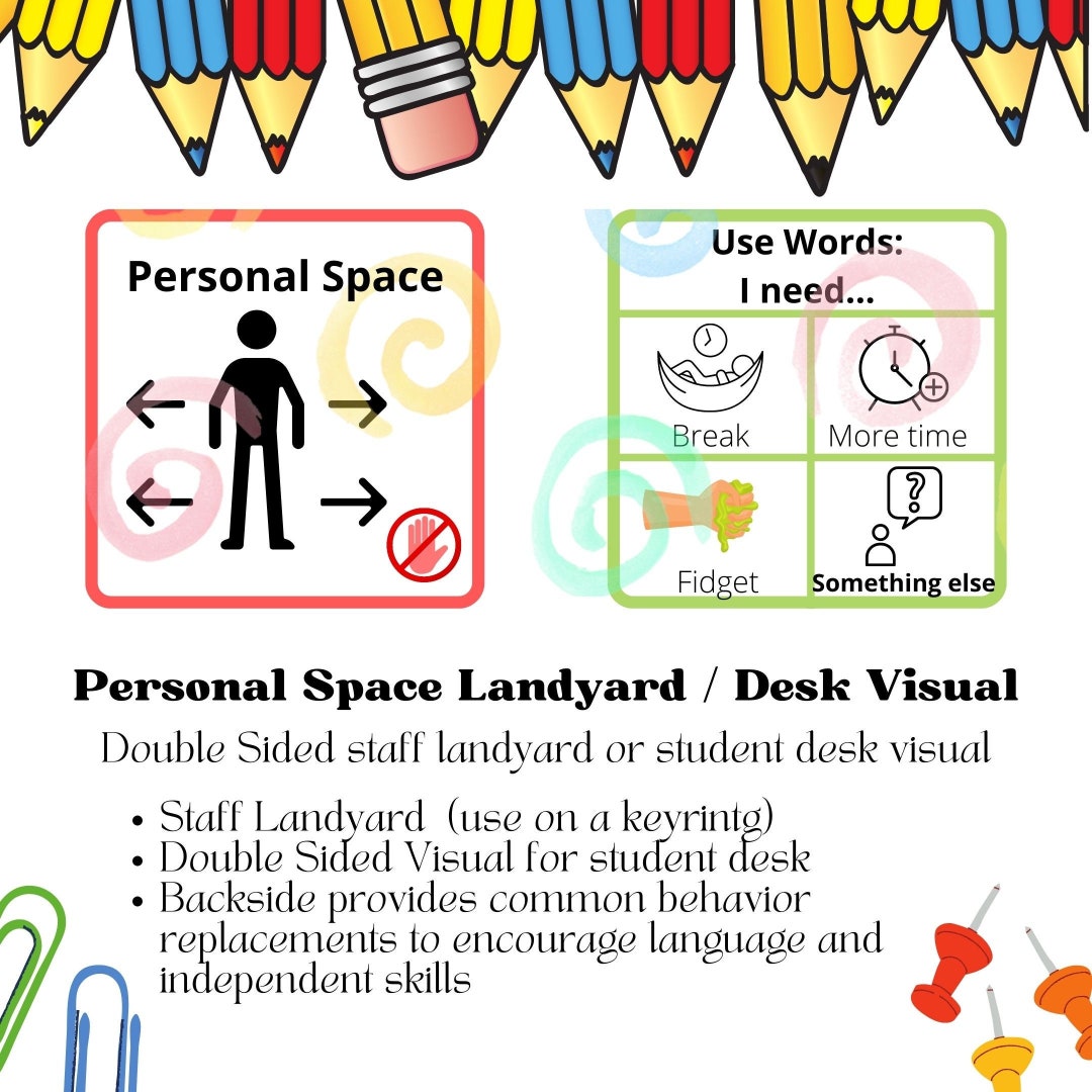 Personal space visual or landyard icon for autism adhd etsy