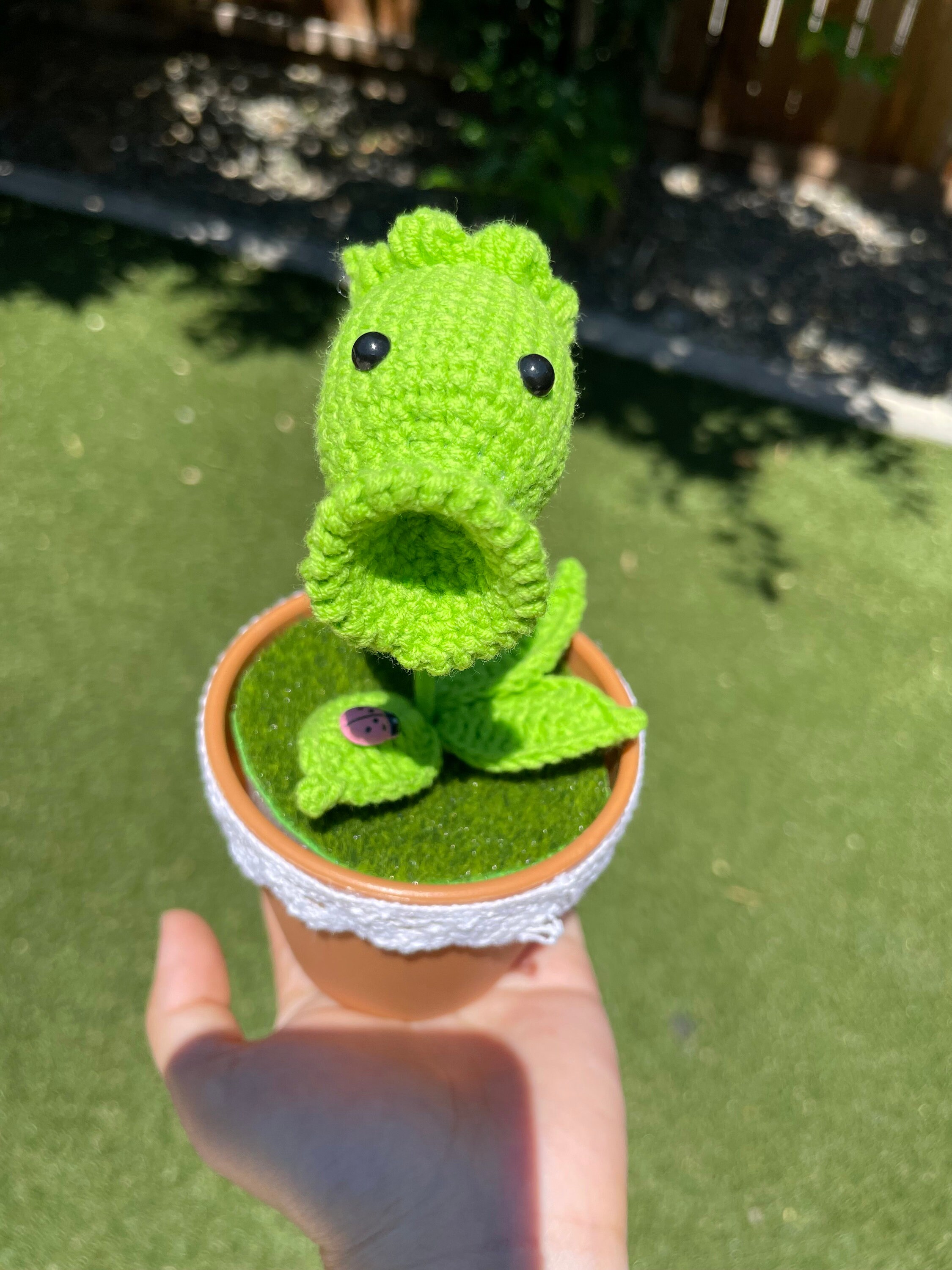 Handmade Crochet Mini Peashooter in the Potcrochet Flower Etsy