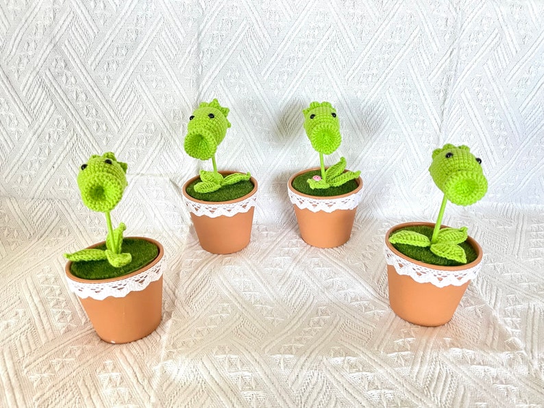 Handmade Crochet Mini Peashooter in the Potcrochet Flower Etsy