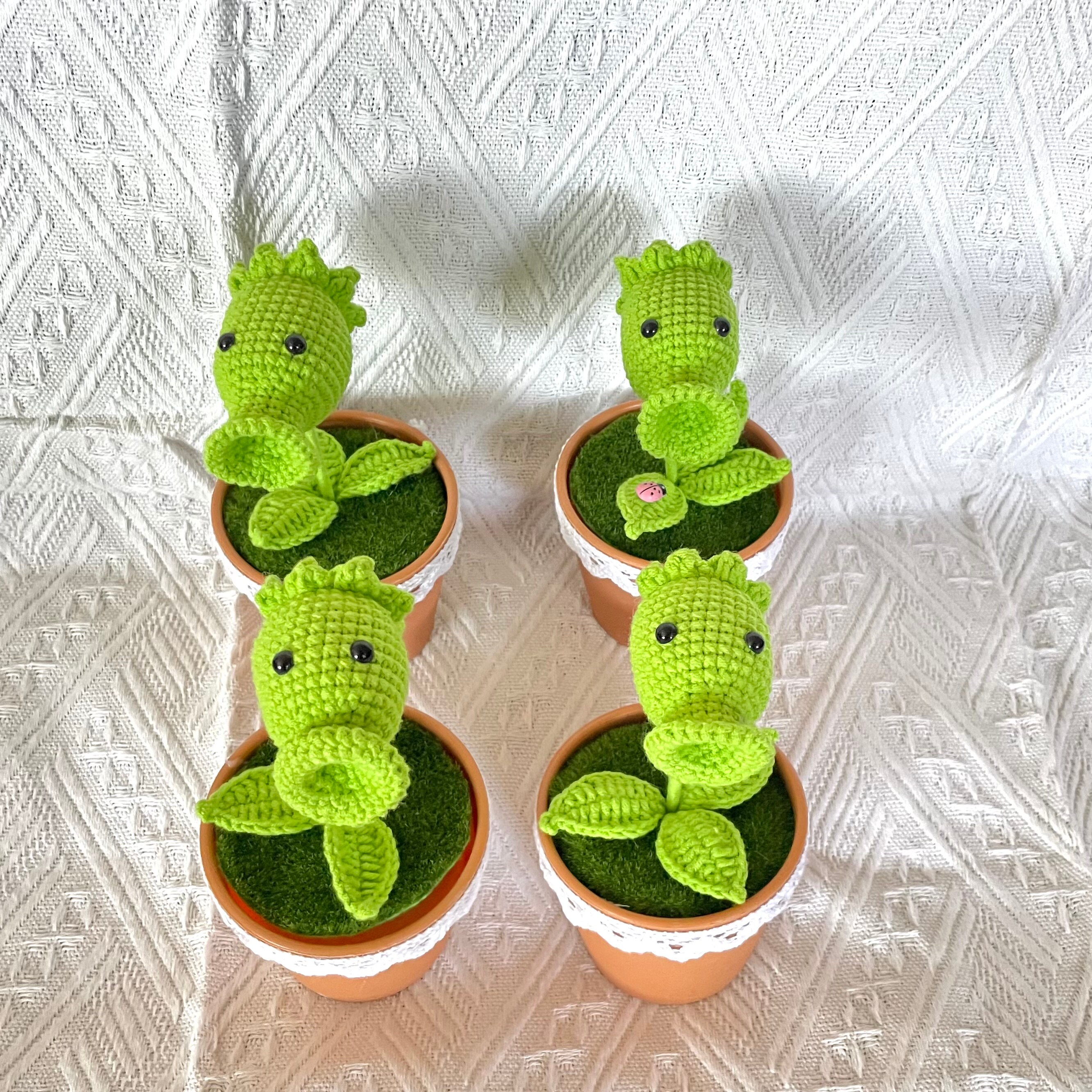 Handmade Crochet Mini Peashooter in the Potcrochet Flower Etsy