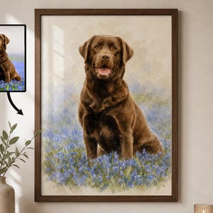 Retrato conmemorativo de perro personalizado en acuarela, regalo para amantes de los perros. Retrato personalizado de perro a partir de una foto. Regalo conmemorativo para dueños de perros.