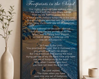 Footprints In The Sand Poem Christian Wall Art For Church Office Decor Home Faith Decoration Beach Theme Wall Hanging Ready Made For Gift