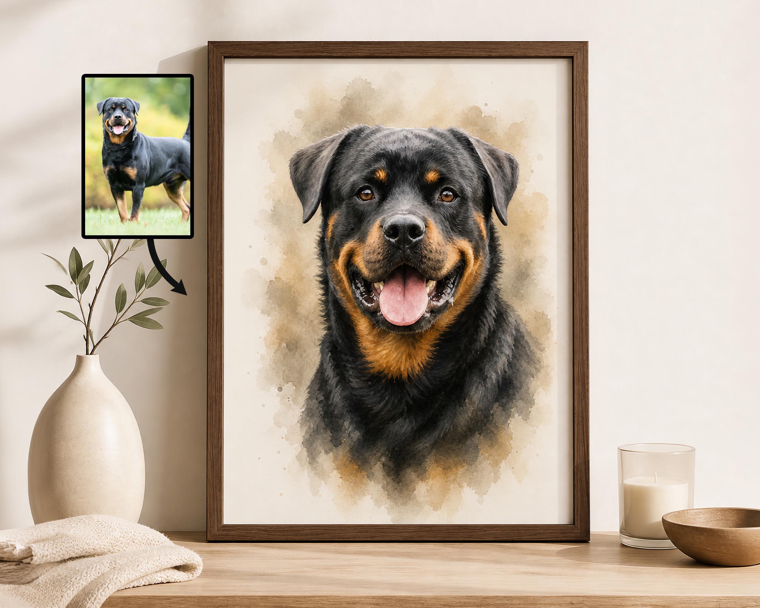 Pet Memorial Gift Watercolor Painting Custom Dog Portrait From Photo ...
