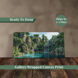 Forest Waterfall Canvas Wall Art for Office Nature Decor Living Room Wall Hanging Landscape Print Home Decoration Peaceful Scene Water Art