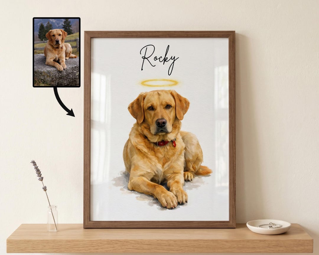Custom Dog Memorial Gift Watercolor Pet Portrait Pet Loss Sympathy Gift ...