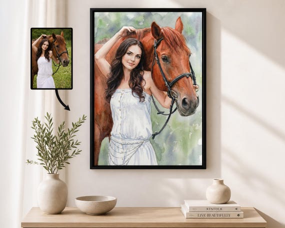 Unique Horse Gifts For Women Custom Horse Memorial Gifts For Horse Lover Equestrian Gifts Horse Watercolor Painting Portrait Art Print
