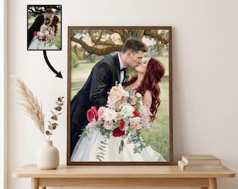 Custom Couples Portrait Watercolor Painting Paper Anniversary Gift For Husband 1st Wedding Anniversary Gift For Parents Girlfriend Or Wife