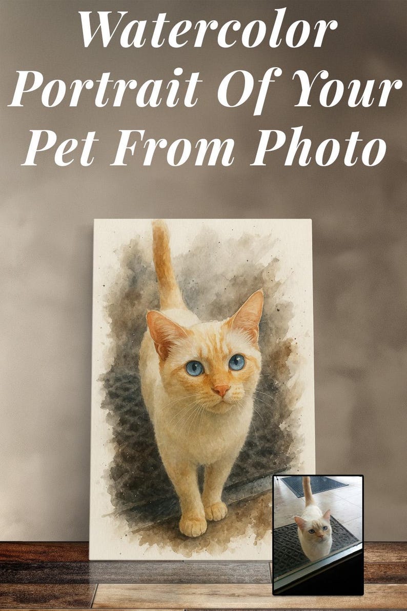 Custom Watercolor Cat Painting Memorial Pet Portrait Gift For Cat Lovers Custom Cat Portrait From Photo Pet Remembrance Portrait Cat Drawing