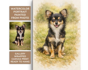 Personalized Pet Portrait From Photo Chihuahua Gifts For Dog Lovers Watercolor Dog Painting From Photo Pet Loss Gifts Canvas Print