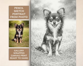 Chihuahua Gifts For Dog Lovers Dog Mom Gifts Personalized Dog Memorial Pencil Sketch Pet Portrait From Your Photo Dog Remembrance Gift
