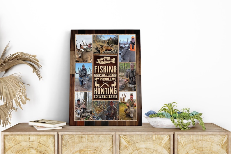 birthday gifts for husband cool birthday gifts for dad custom dad gift custom hunting art custom hunting design custom hunting gift custom hunting portrait custom hunting wall art custom hunting wall art deer and ducks custom hunting wall decor custom photo collage