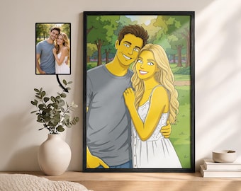 Dibujo de retrato familiar personalizado de Los Simpsons, regalos de Los Simpson para parejas, regalo de aniversario para ella, retrato personalizado a partir de una foto.