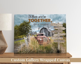 Personalized Farm Art Wall Decor Farmhouse Style Family Gift For Home Country Decor Rustic Wall Canvas Print Barn Scene Vintage Truck Farm