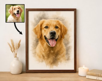 Custom Pet Portrait Watercolor Painting From Photo Dog Mom Gift For Dog Lover Dog Portrait From Photo Dog Wall Art Pet Remembrance Gift