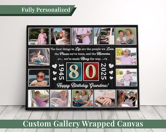 80th Birthday Gifts For Grandparents Personalized Gift For Grandma Gifts Farmhouse Wall Decor Canvas Print Photo Collage Grandparent Gifts