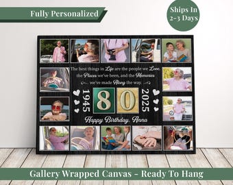 Personalized 80th Birthday Gift For Grandparents 70th Birthday Photo Collage Gift Idea For Grandma Birthday Present Family Photo Frame Decor