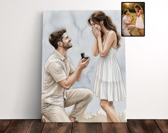 Personalized Engagement Gift For Him Watercolor Couples Portrait Painting From Photo Bridal Shower Gift For Her Bride To Be Gift For Couple