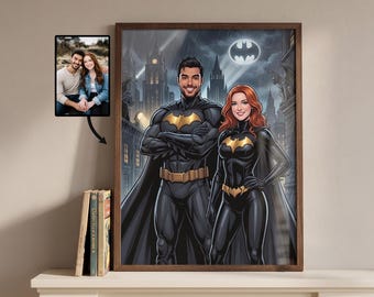 Custom Superhero Couples Comic Book Portrait Custom Cartoon Portrait Unique Anniversary Or Valentines Day Gift For Boyfriend Or Girlfriend