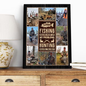 custom photo collage canvas custom photo collage gift for boyfriend custom photo collage gift for him custom wall art customized wall decor dad birthday gift from kids dad birthday gift ideas deer hunt picture deer hunt wall art deer hunting collage deer hunting decor