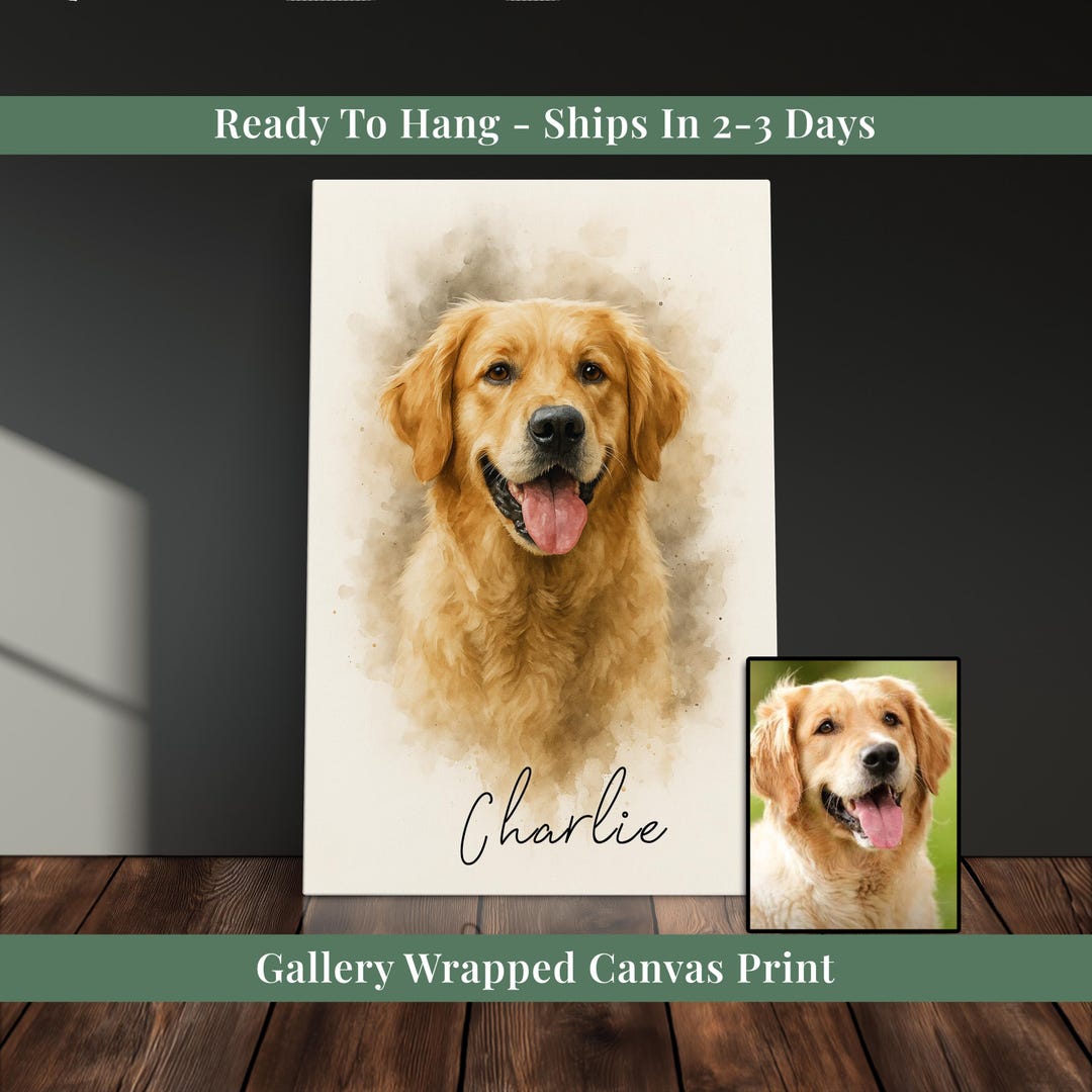 Custom Watercolor Pet Portrait From Photo Pet Memorial Gift for Dog ...