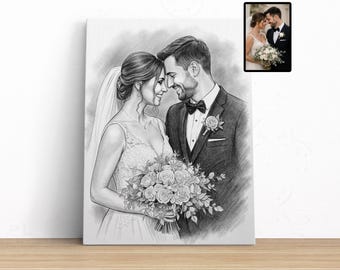 Pencil Sketch Couples Portrait 1st Anniversary Gift For Husband Wedding Anniversary Gift For Couple Gift Ideas Anniversary Gift For Parents
