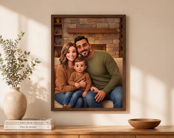 Custom Pixar-Style Cartoon Family Portrait Drawing From Photo Personalized Pet Portrait Dog Cat Art Custom Illustration Gifts For Couples