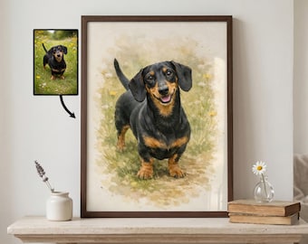 Custom Dachshund Gifts Watercolor Painting Dog Memorial Portrait Dachshund Lover Gifts For Dog Lovers Pet Loss Gifts For Dog Owners
