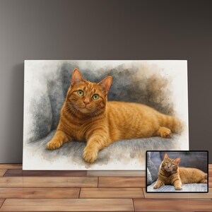 Custom Watercolor Cat Painting Memorial Pet Portrait Gift For Cat Lovers Custom Cat Portrait From Photo Pet Remembrance Portrait Cat Drawing