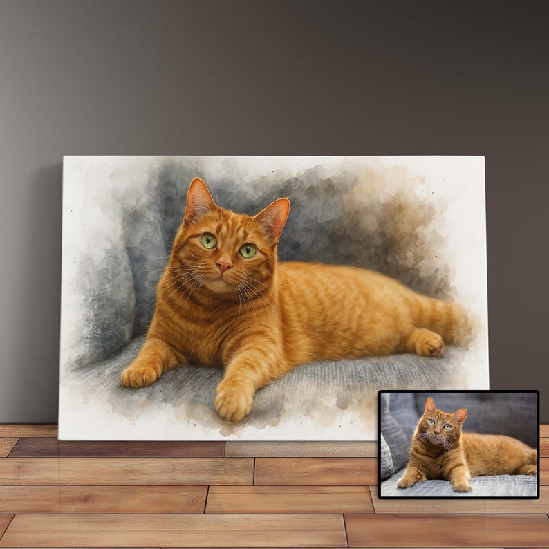 Custom Watercolor Cat Painting Memorial Pet Portrait Gift For Cat Lovers Custom Cat Portrait From Photo Pet Remembrance Portrait Cat Drawing