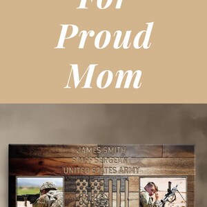 Custom Military Tribute Canvas Premium Photo Gallery Service Member Recognition Wall Art Display Family Memory Collection Personalized Text Options American Flag Background Multiple Size Choices Quality Construction Beautiful Patriotic
