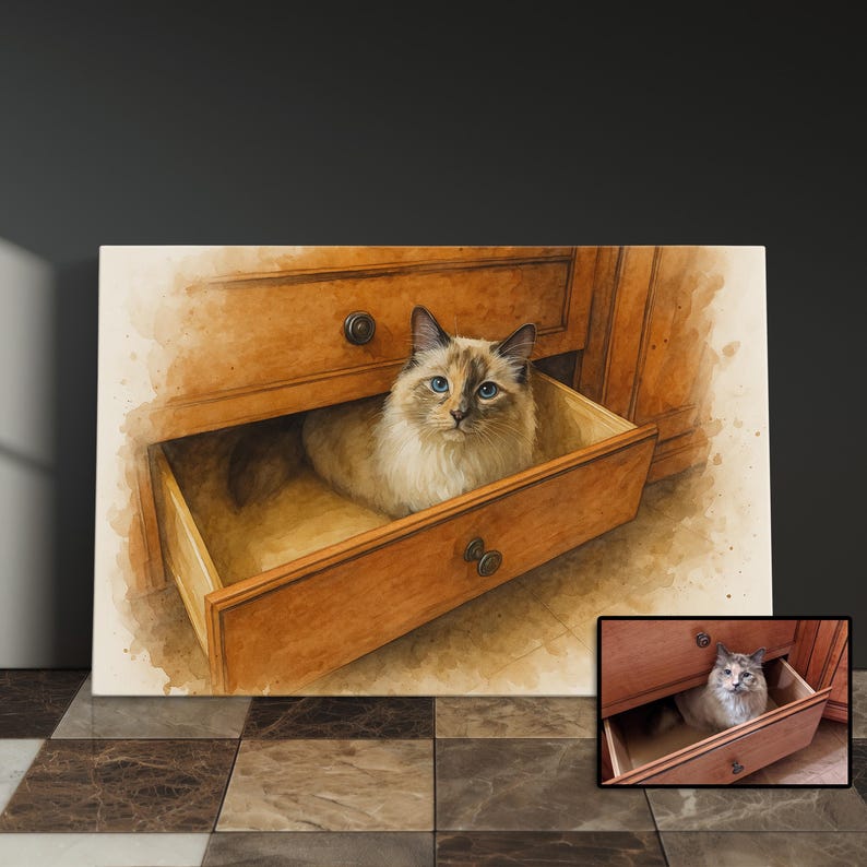 Custom Watercolor Cat Painting Memorial Pet Portrait Gift For Cat Lovers Custom Cat Portrait From Photo Pet Remembrance Portrait Cat Drawing