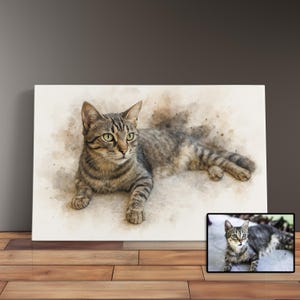 Custom Watercolor Cat Painting Memorial Pet Portrait Gift For Cat Lovers Custom Cat Portrait From Photo Pet Remembrance Portrait Cat Drawing