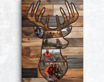 Deer Hunting Memories Personalized Gift For Dad | Hunter Collage Canvas Print Gift For Husband | Birthday Gift For Boyfriend | Dad Gift