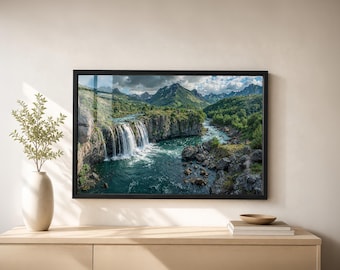 Pacific Northwest Landscape Waterfall Art Nature Inspired Wall Decor Living Room Artwork Display Canvas Print Forest Scene Multi Panels