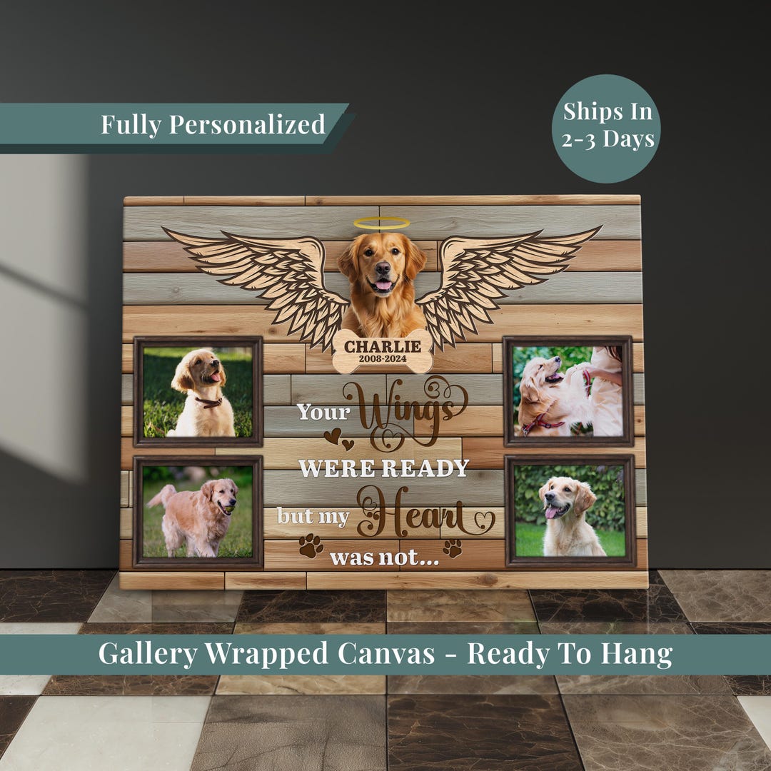 Personalized Dog Remembrance Frame Pet Loss Gift For Dog Loss Pet Memory Photo Collage Memorial Canvas For Dog Lover Custom Bereavement Gift