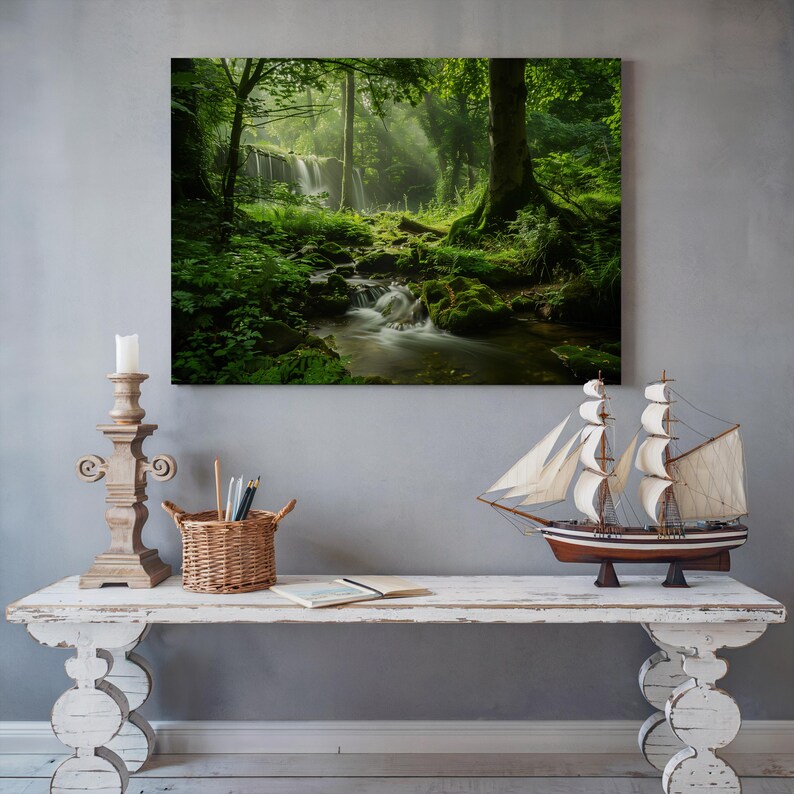 Serene Forest River Wall Art | Nature Canvas Print Home Decor With ...